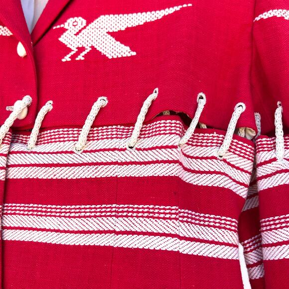 Rare Vintage Richard Tyler Woven Red Bird Statement Jacket Blazer Small 80s - Picture 10 of 12